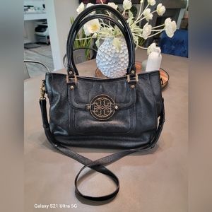 Tory Burch Amanda Pebbled Black Leather Bag